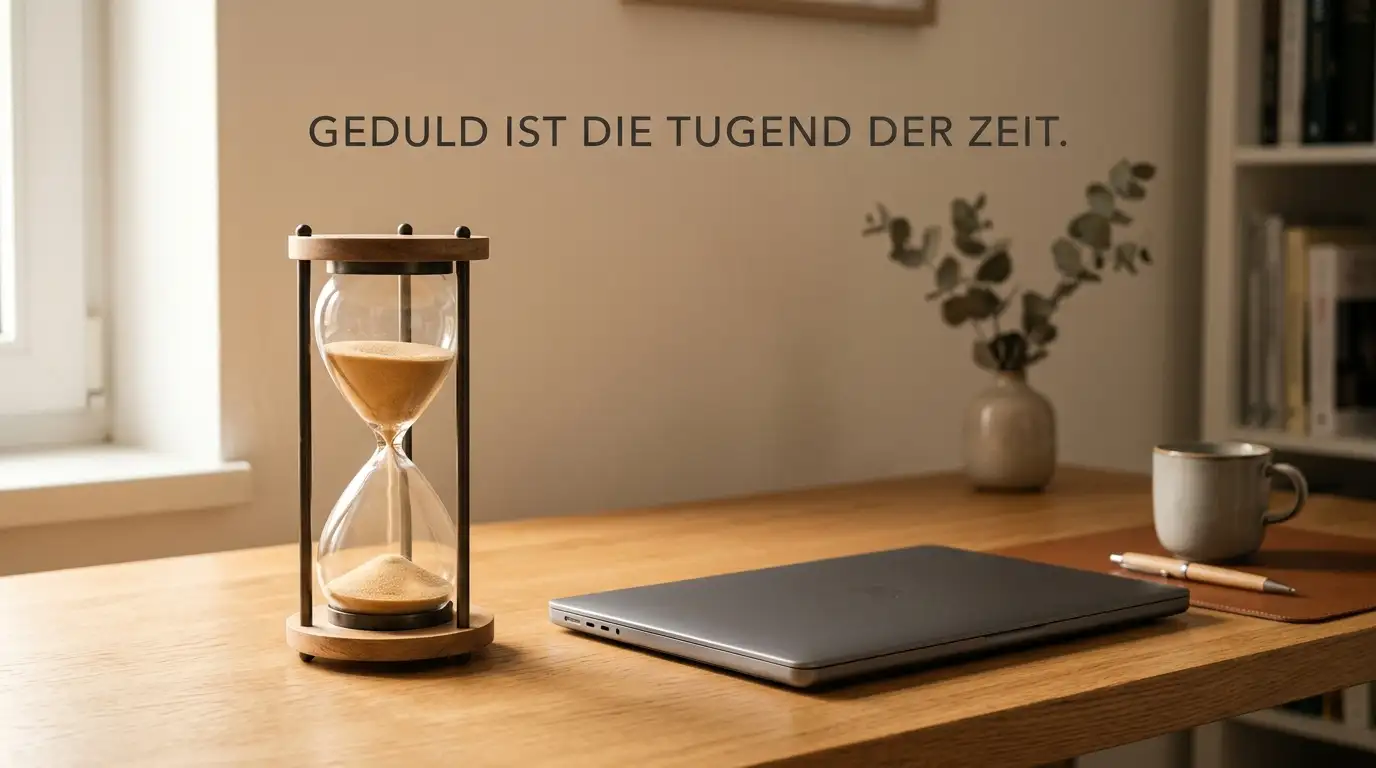 Sanduhr neben einem Laptop als Symbol für die reale Wartezeit bei einer Casino-Auszahlung