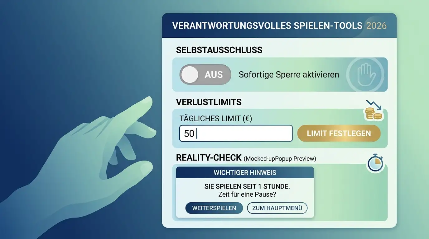 Verantwortungs-Tool im Spielerkonto: Selbstausschluss, Verlust-Limit, Reality-Check