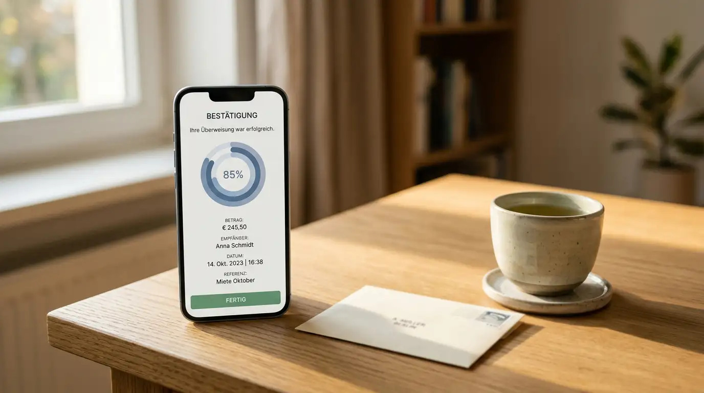 Auszahlungs-Tempo von Cashback auf einer Smartphone-Bestätigung