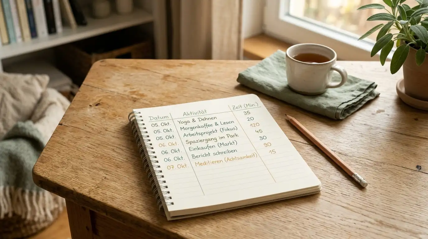 EV-Tabelle auf einem Notizbuch: Werbe-Versprechen, Auszahlungs-Wert, Einschränkungen