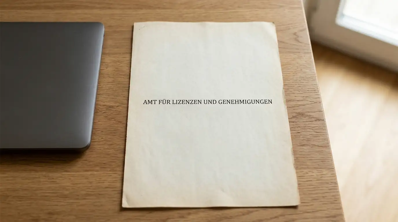 Neutrales Lizenzdokument mit Stempel auf einem Schreibtisch, symbolisch für die Curaçao-Lizenz internationaler Anbieter