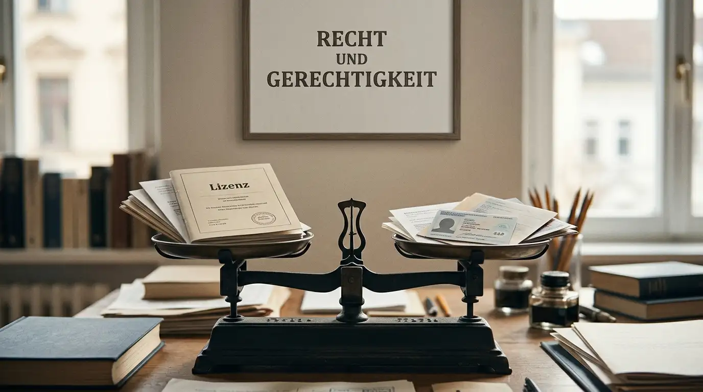 Waage zwischen deutscher Lizenzurkunde und internationalem Glücksspieldokument
