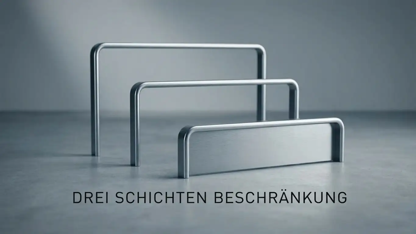 Drei unterschiedlich hohe Barrieren als Sinnbild für die drei Bremsen der deutschen Lizenz