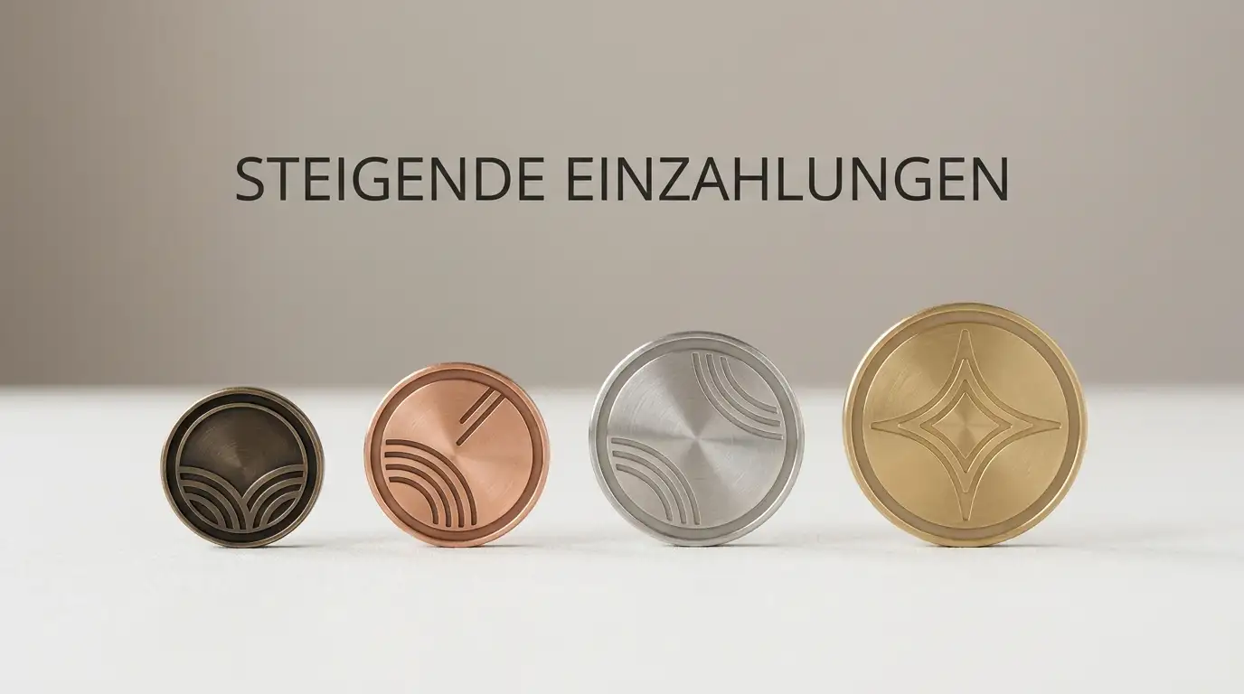 Übersicht der Einzahlungsstufen von 1, 5, 10 und 15 Euro im Casino