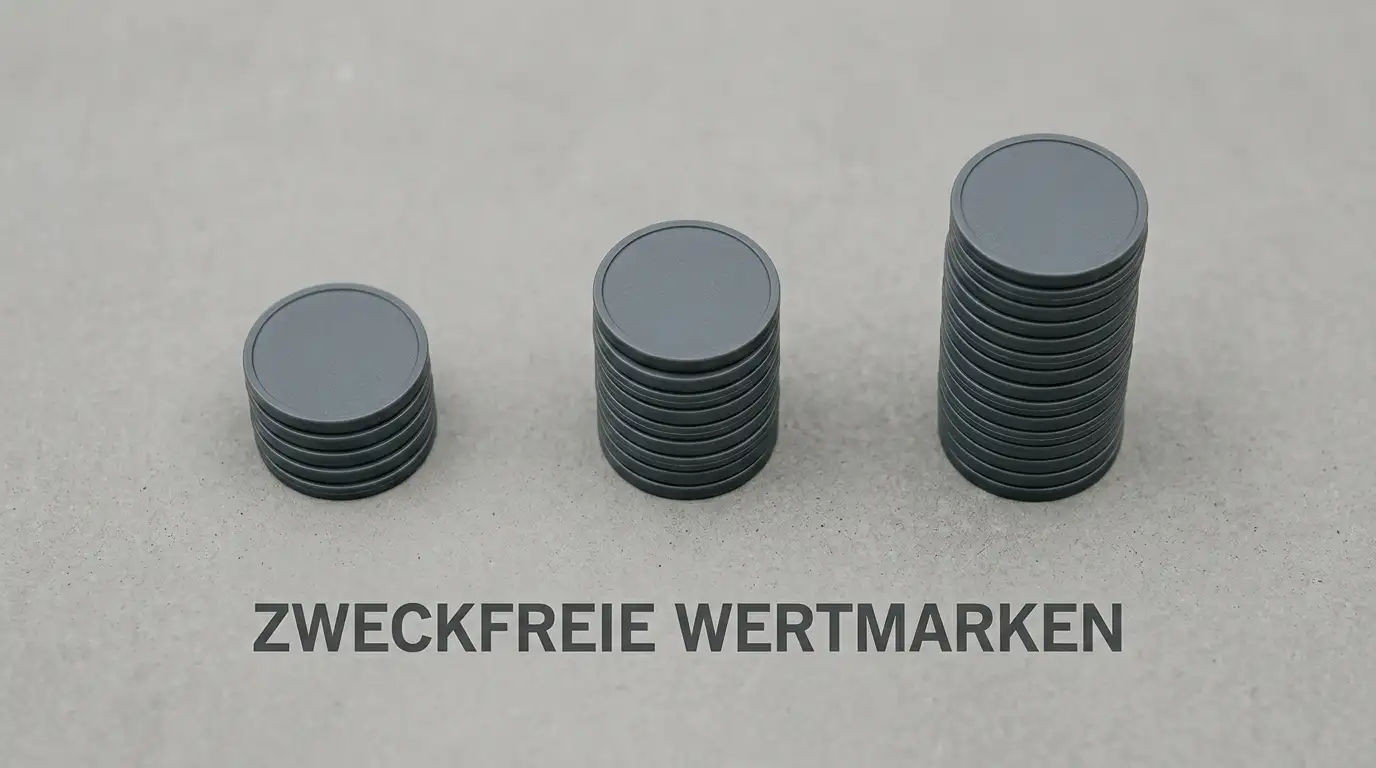 Drei kleine Euro-Münzstapel für die Einzahlungsstufen von einem, fünf und zehn Euro