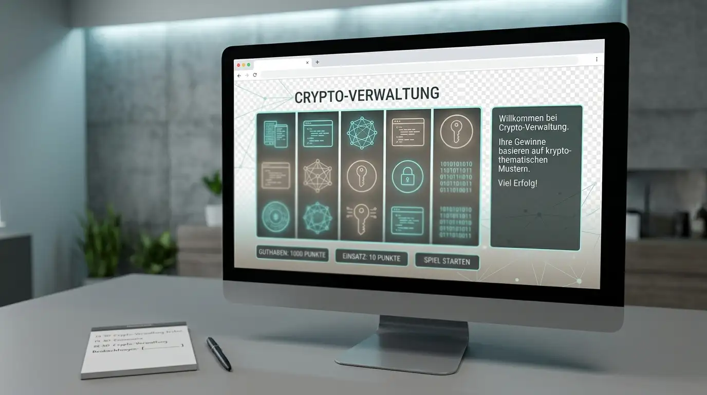 Krypto-Slot mit Provably-Fair-Anzeige auf einem Bildschirm