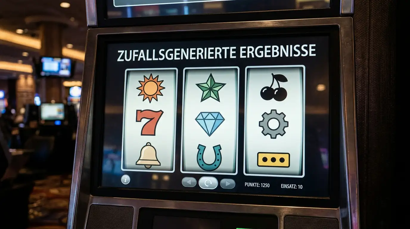 Neutrale Spielautomaten-Walzen ohne Markenzeichen auf einem Monitor