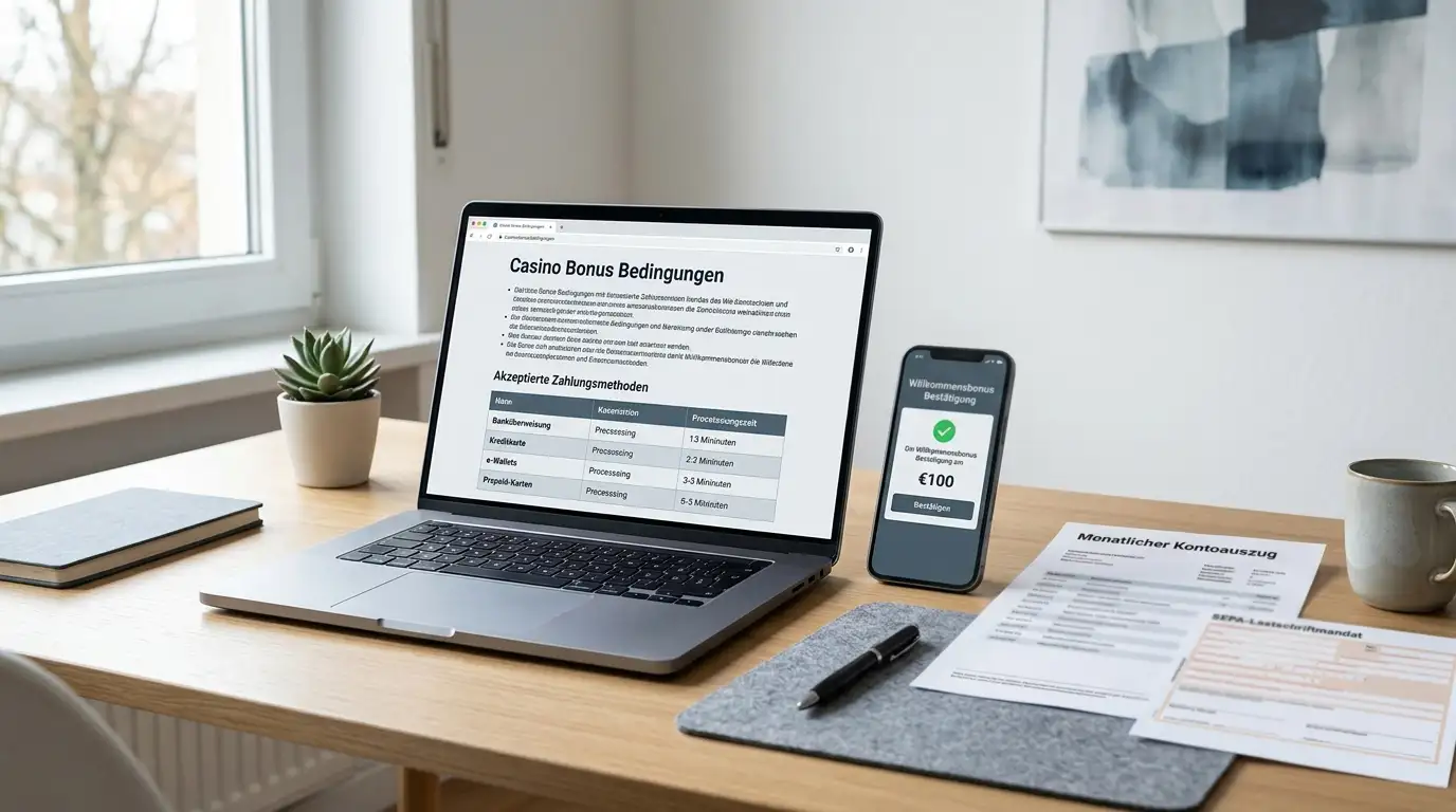 Lastschrift-versus-E-Wallet-Vergleich im Bonusbedingungen-Text mit Häkchen bei Bankmethoden
