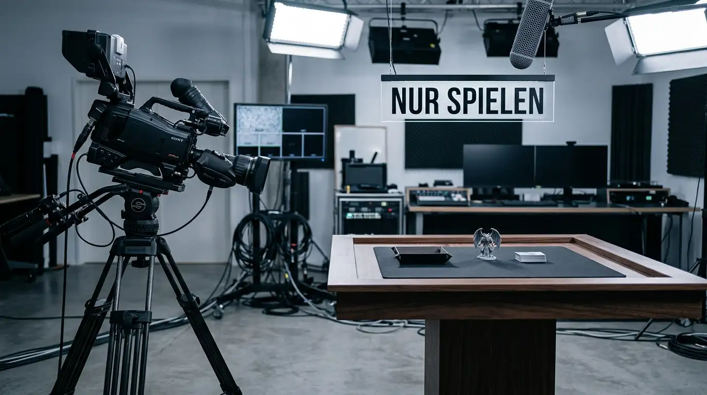 Kamera und Beleuchtung eines Live-Casino-Studios für die Übertragung der Tische