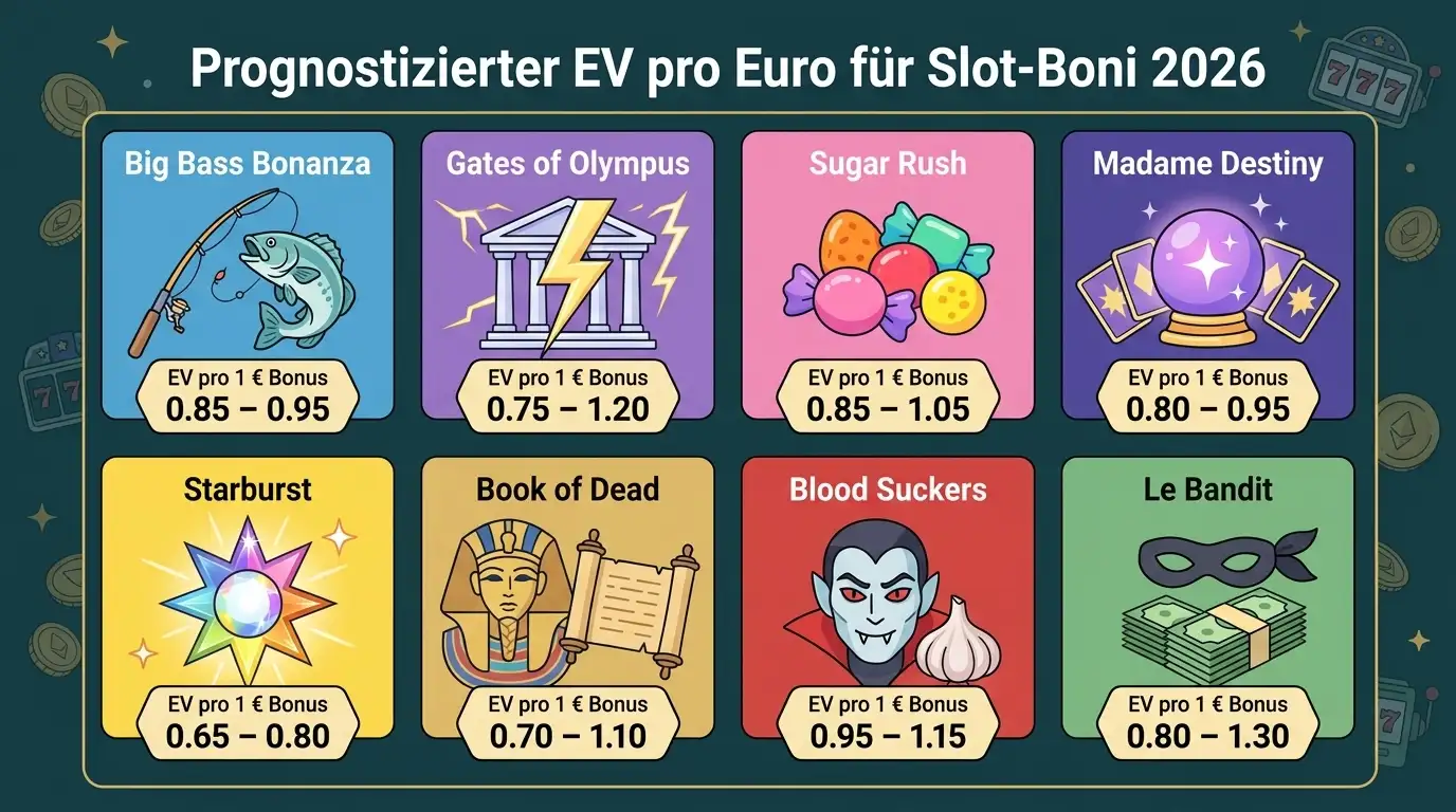 Slot-EV-Tabelle: acht Titel im Vergleich