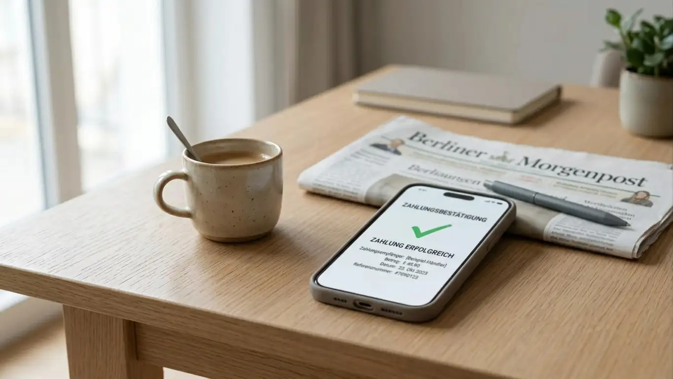 Handy mit PayPal-App-Bestätigung und Casino-Auszahlungs-Hinweis auf einem aufgeräumten Schreibtisch