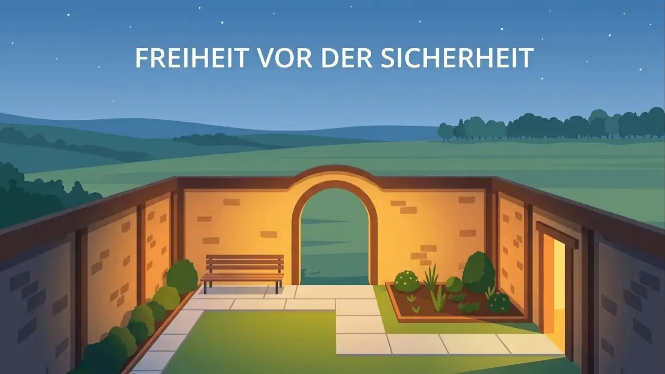 Ein geschützter, klar umgrenzter Innenhof als Sinnbild für ein voll reguliertes Umfeld