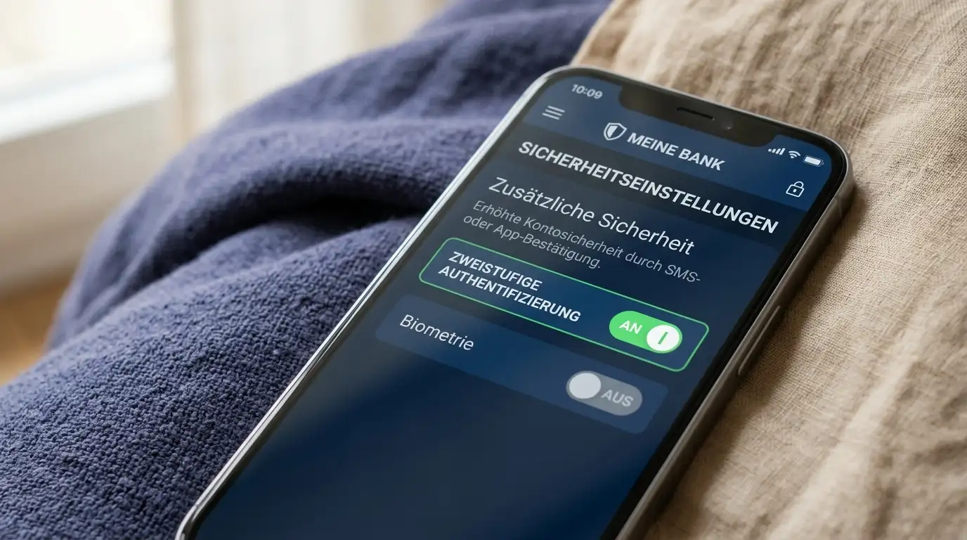 Smartphone mit Revolut-App, Sicherheitsbereich mit aktivem Toggle gegen Glücksspielzahlungen