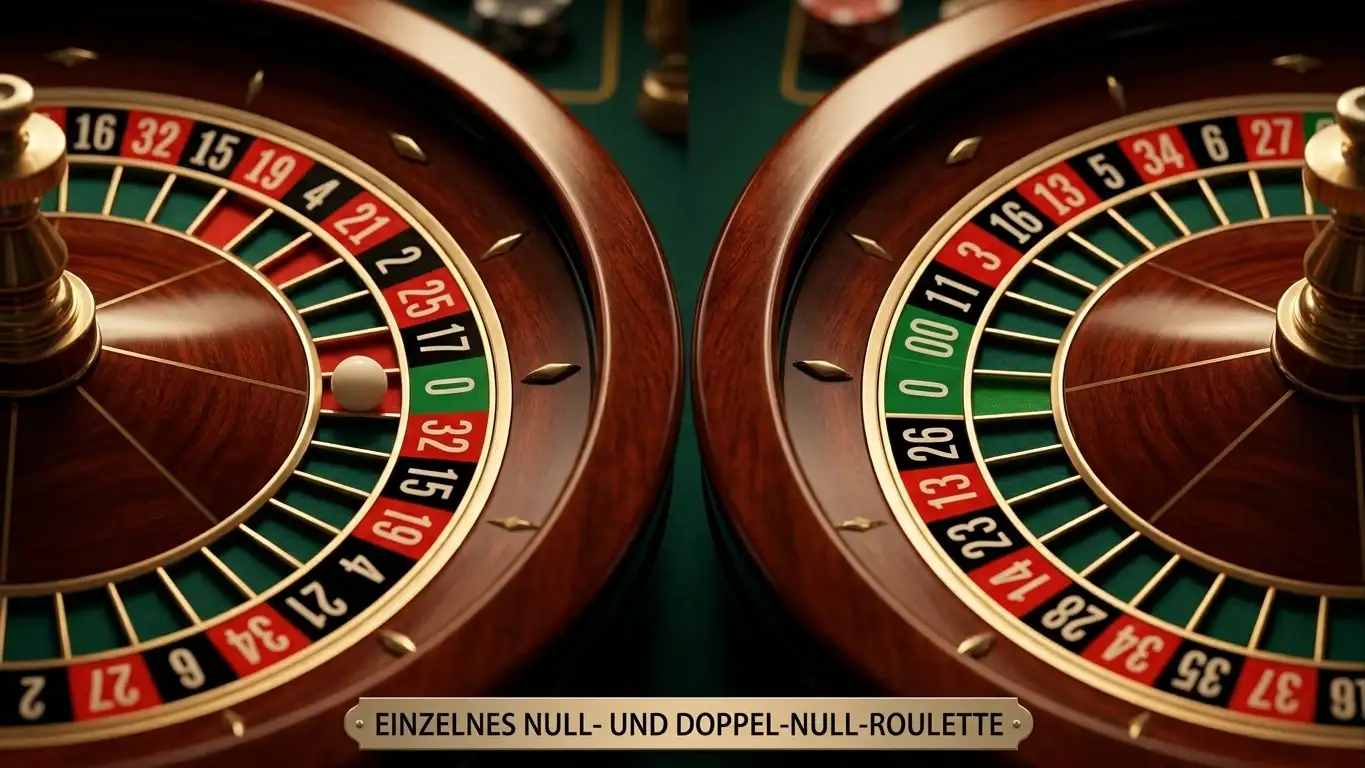 Vergleich eines Roulette-Rades mit einer Null neben einem Rad mit Doppel-Null