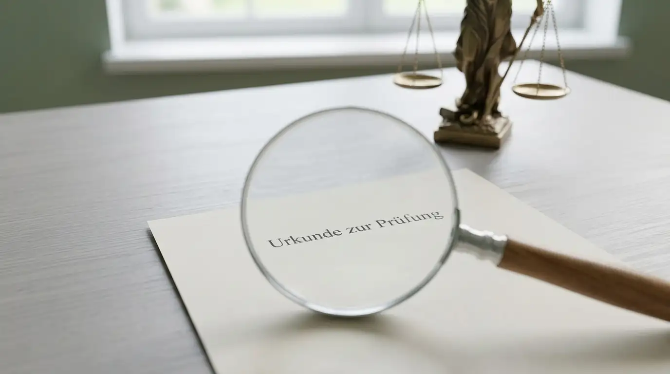 Lupe über einem neutralen Lizenzdokument als Sinnbild für die eigene Prüfung eines Anbieters ohne Limit