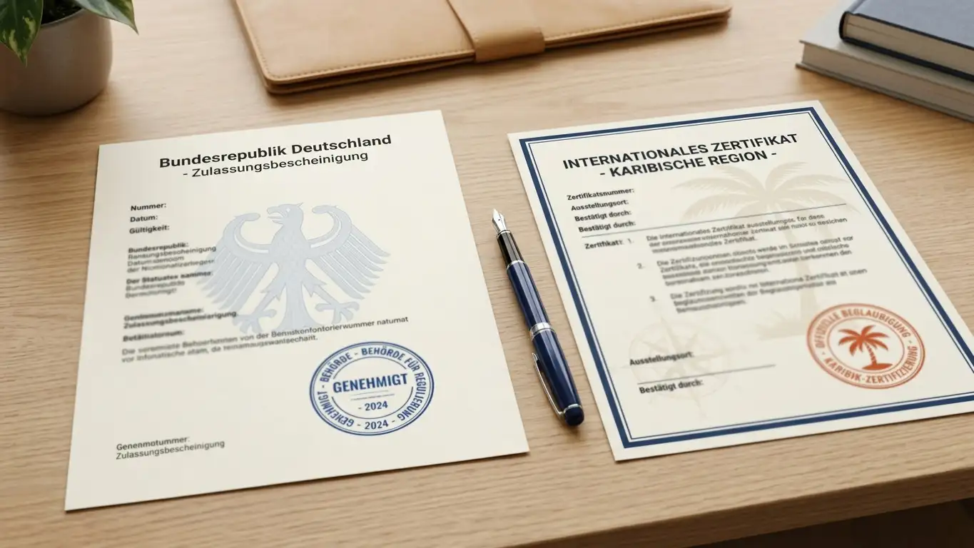 Übersicht GGL-Lizenzdokument und Curaçao-Zertifikat nebeneinander