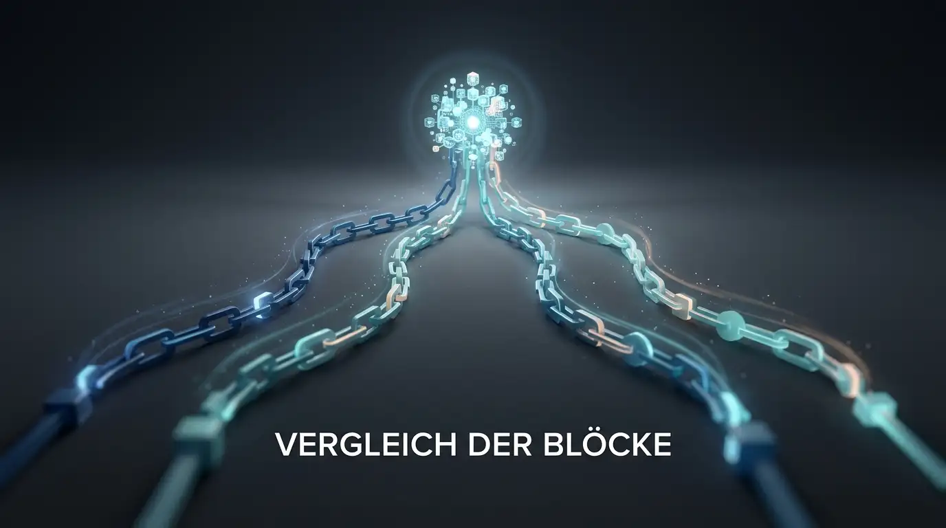 Netzwerk-Vergleich TRC20 ERC20 Polygon als Blockchain-Linien