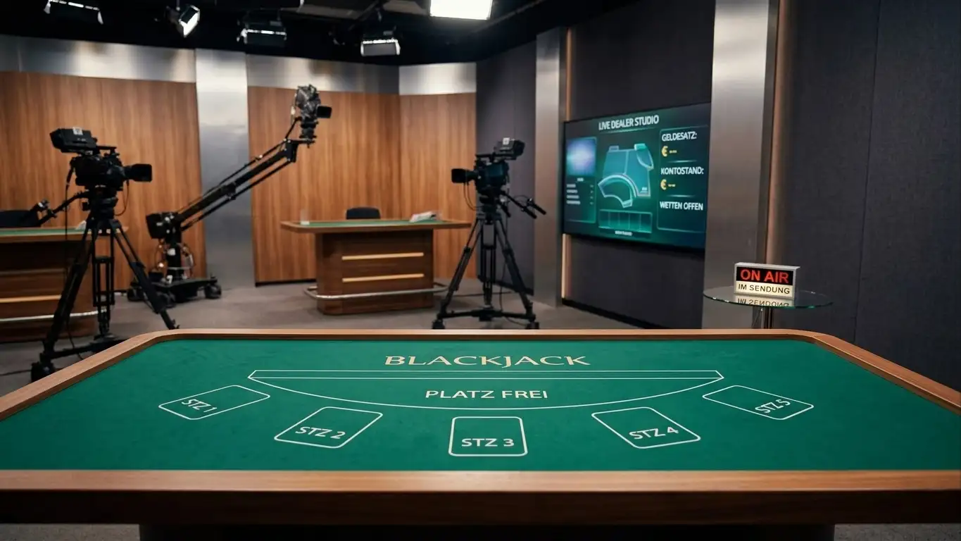 Live-Casino-Tisch mit deutschsprachigem Croupier am Bildschirm