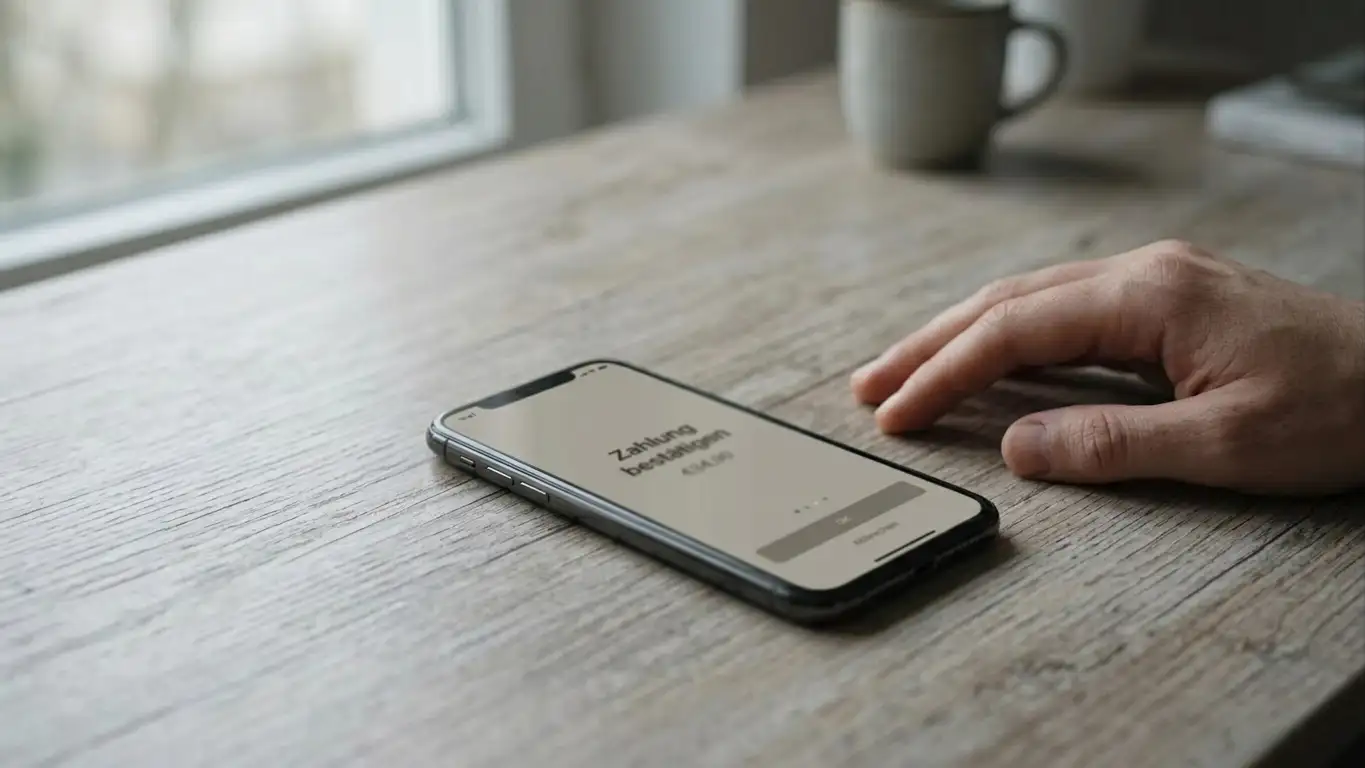 Smartphone mit neutraler Bezahlansicht als Symbol für Zahlungsmethoden und Mindestbetrag